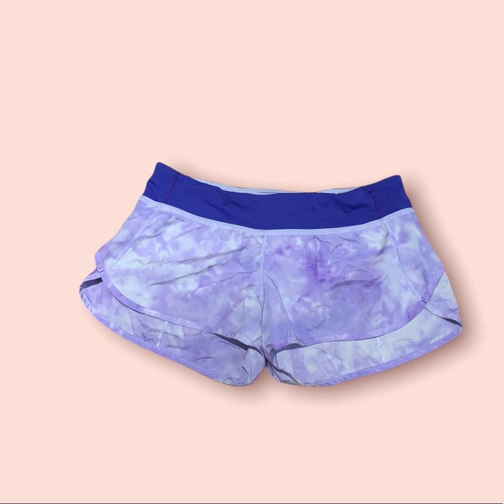 Lululemon speed shorts Size 10 purple tie dye